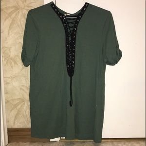 NWOT Lace up t-shirt
